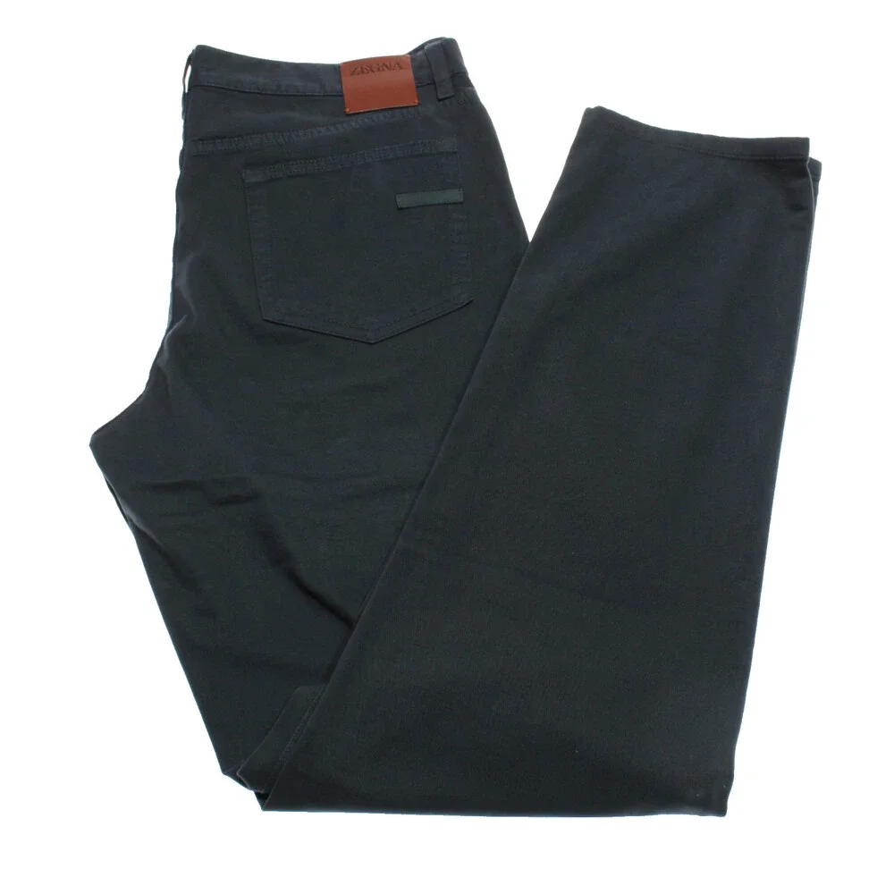 Zegna NWT Roccia 5 Pocket Jean Cut Trousers Size 34 R in Blue Cotton Blend
